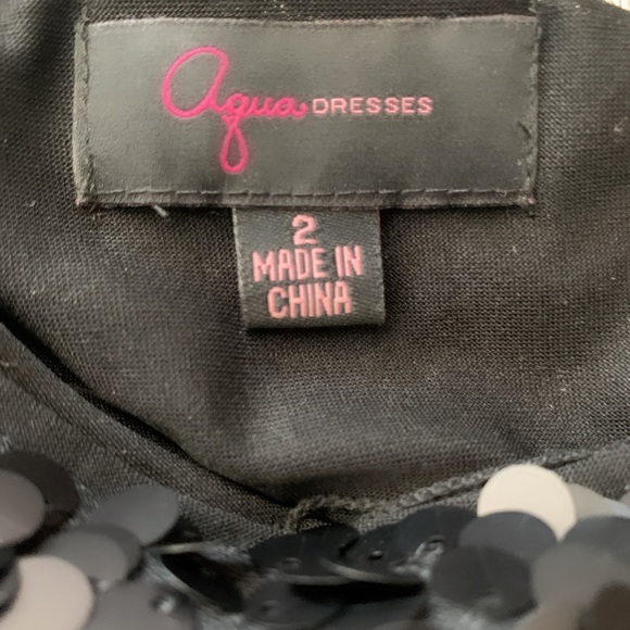 Aqua Black One Shoulder Sequins Dress Size 2 - Picture 3 of 4